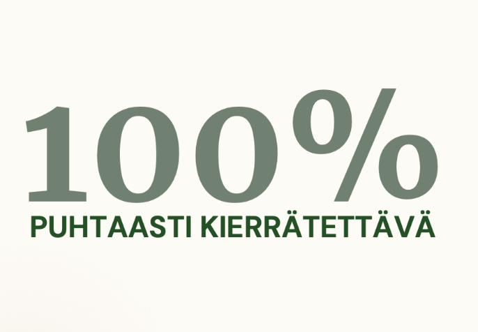 100% Puhtaasti kierrätettävä